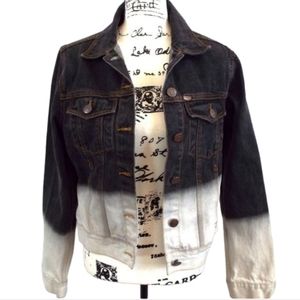 Vintage CJ Jeans (Crest Jeans) Black and White Hombre Jean Jacket Size Large